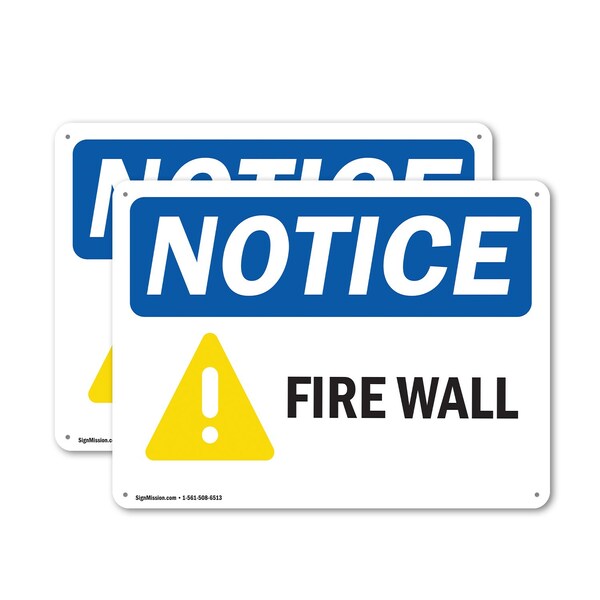 Signmission Fire Wall OSHA Notice Sign, Plastic, 10in W x 7in L, 2PK OS-2PACK-NS-P-710-L-15670 - main